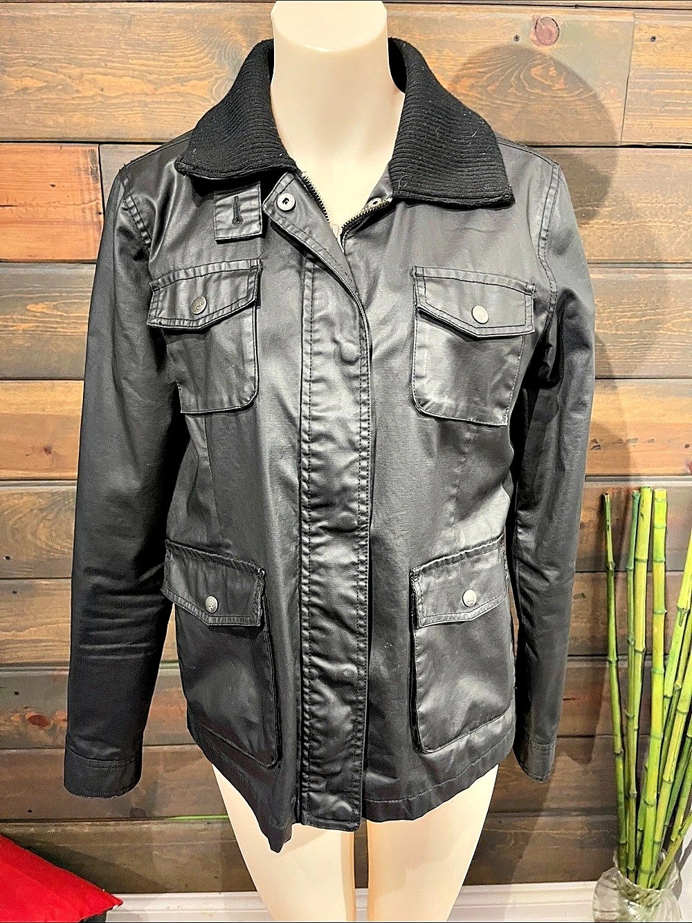 Denver Hayes Women's Black Utility Jacket Size Medium Like New